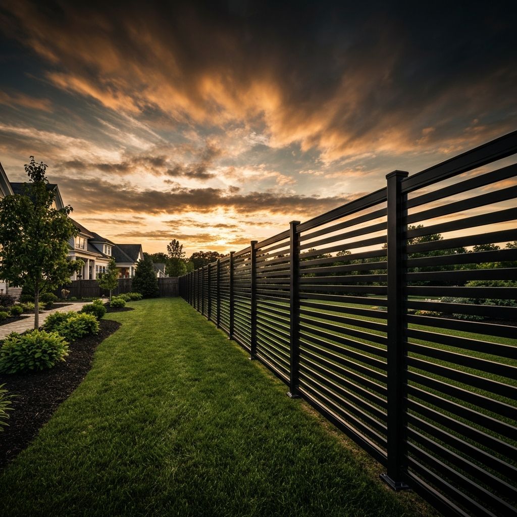 Premium black aluminum fence installed at a beautiful New Jersey residential property